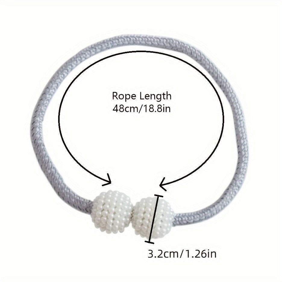 Magnetic Curtain Tiebacks Faux Pearl Ball Accents for Living Room and Bedroom