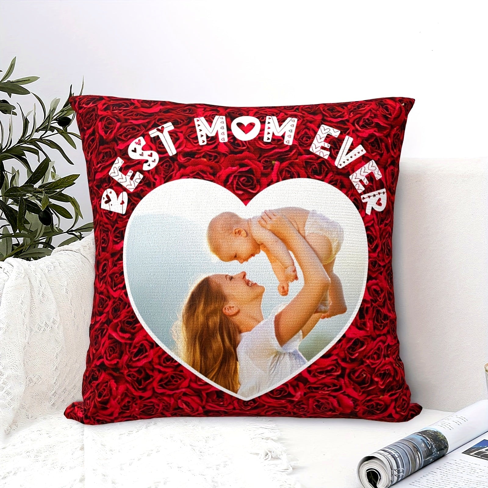 Decorative Pillow Cover 45x45cm Customizable Photo Gift for Mom or Grandma
