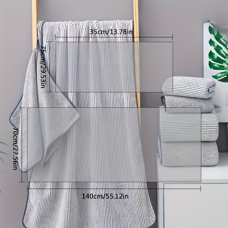 Bamboo Charcoal Bath Towel Set Includes 70x140cm Bath Towel and 35x75cm Washcloth for Adults