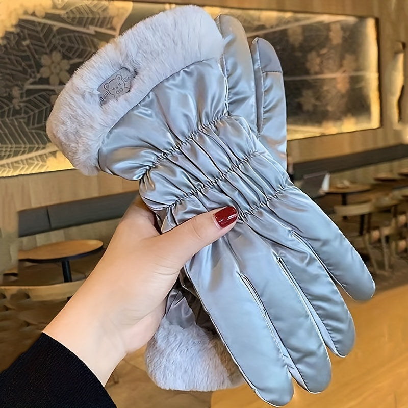 Women's Winter Gloves Touchscreen Compatible Fleece Lined for Skiing Cycling Outdoor