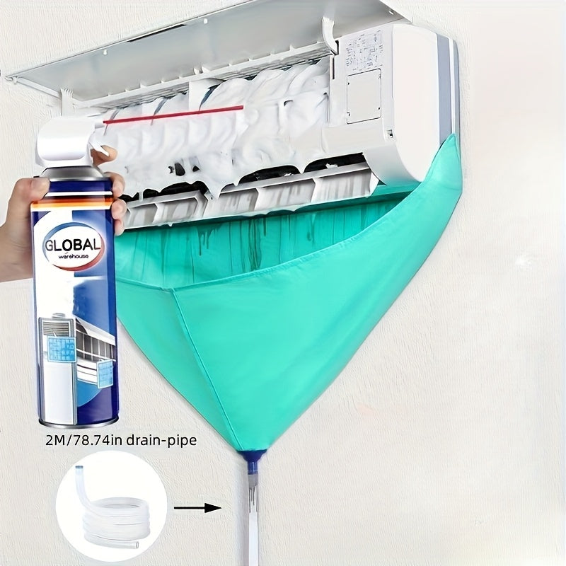 High-End Air Conditioner Cleaning Kit with Teal Dust Cover and Flexible Hose