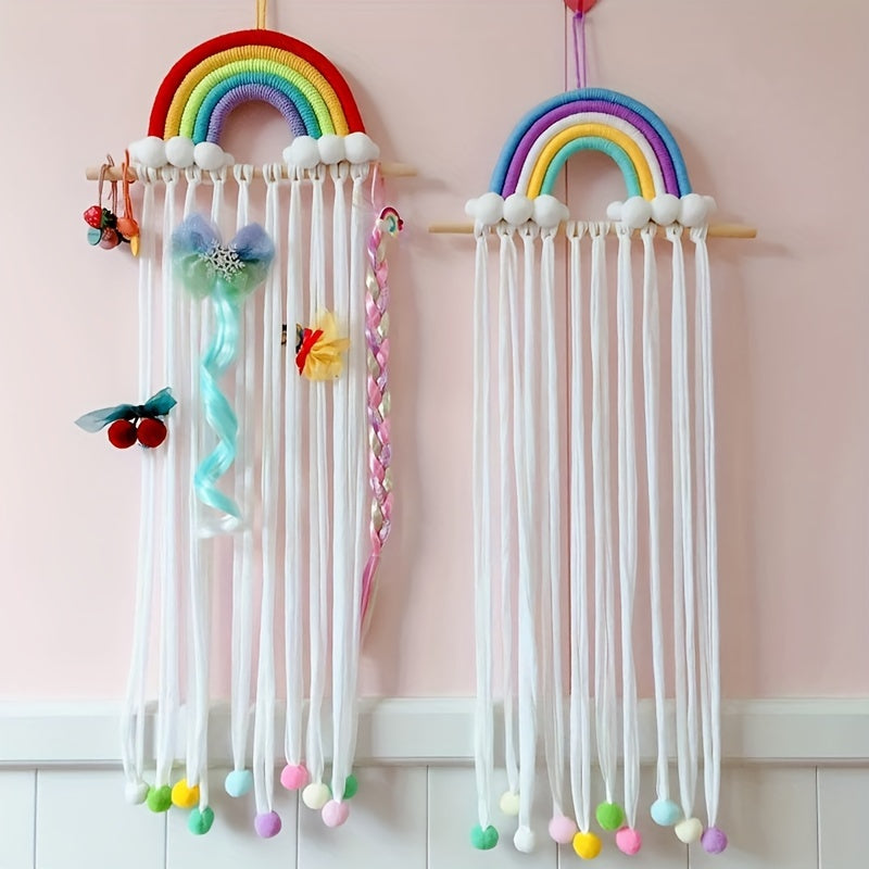 Kids Girls Hair Bow Organizer Fabric Rainbow Boho Chic Nursery Decor