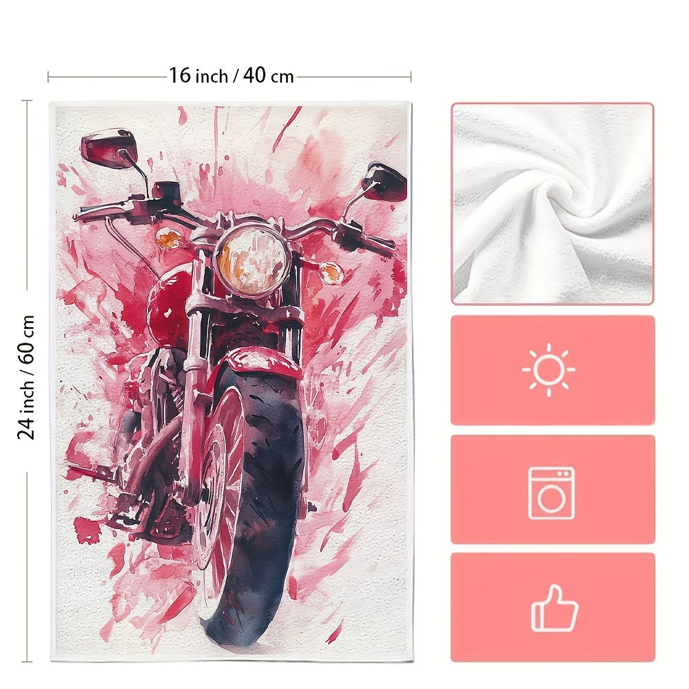 Ikkita hashamatli polyester oshxona sochiqlari, o'lchami 40.64x60.96 sm - yorqin Sevgililar kuni mototsikl dizayni bilan. Ushbu juda singdiruvchi va mashinada yuviladigan idish qo'l sochiqlari sizning oshxonangizda bayram bezaklari uchun mukammaldir.