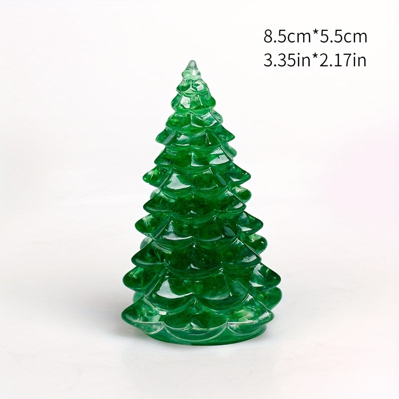 Handmade Resin Lucky Tree Ornament with Natural Gemstones for Christmas Decor