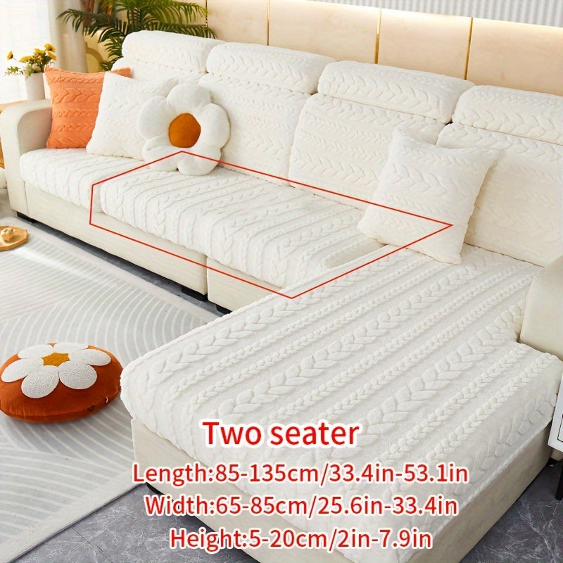 Wheat Sheaf Pattern Plush Sofa Cover Elastic Fit for 1-4 Seater Non-Slip Machine Washable