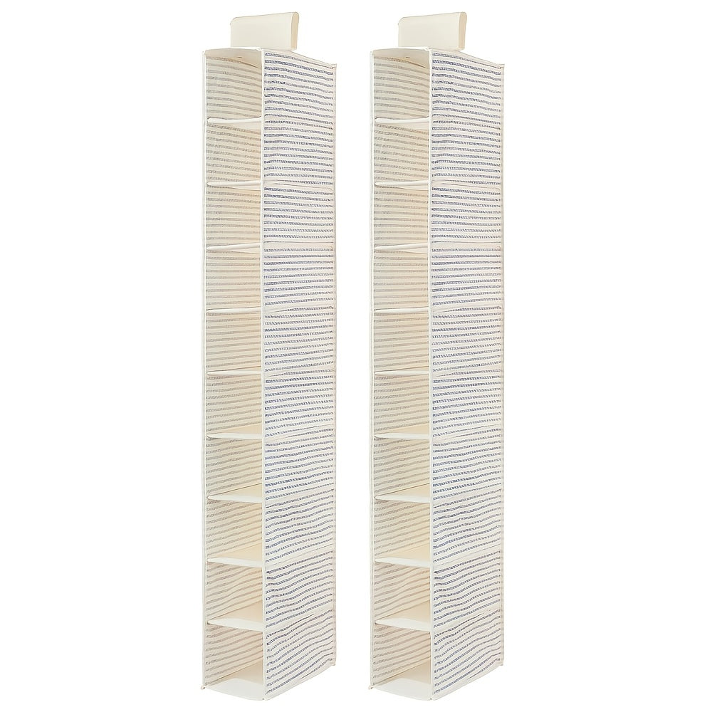 Одна деталь 10-уровневого висячего органайзера для обуви в шкафу в стильном сером дизайне, идеально подходящая для эффективного хранения.