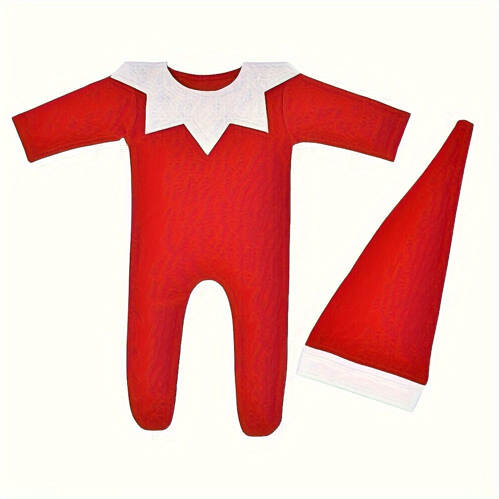 Baby Christmas Onesie and Santa Hat Bundle Soft Acrylic for Newborns and Infants