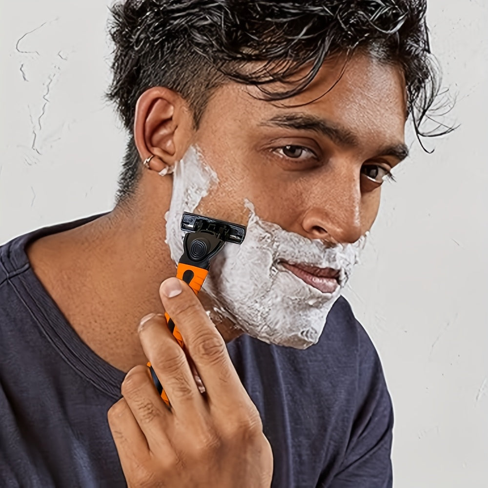 Vibrant Orange Manual Safety Razor for Men and Women with Stainless Steel Blades