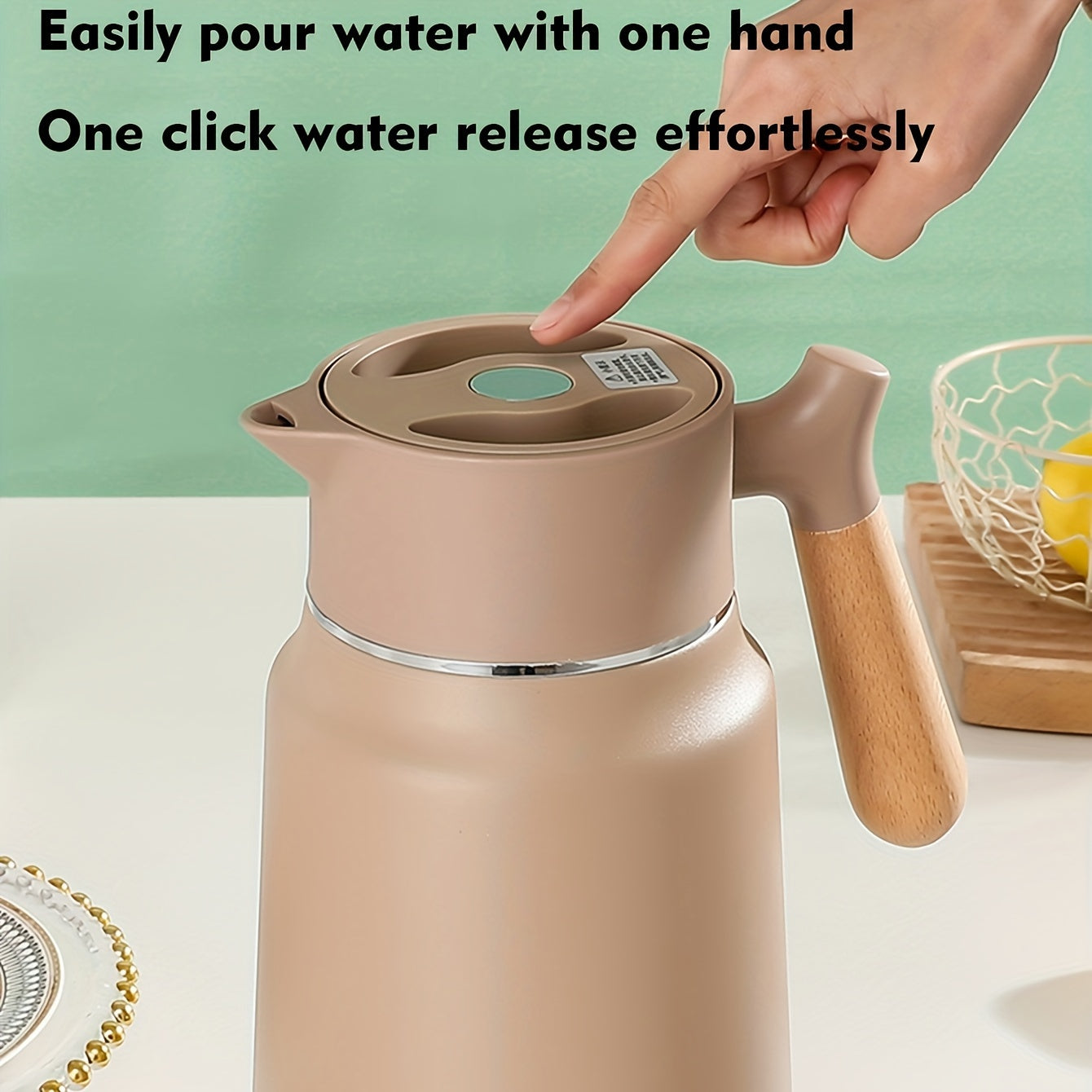 Stainless Steel 1.5L Double-Wall Vacuum Insulated Carafe Hot Water Dispenser