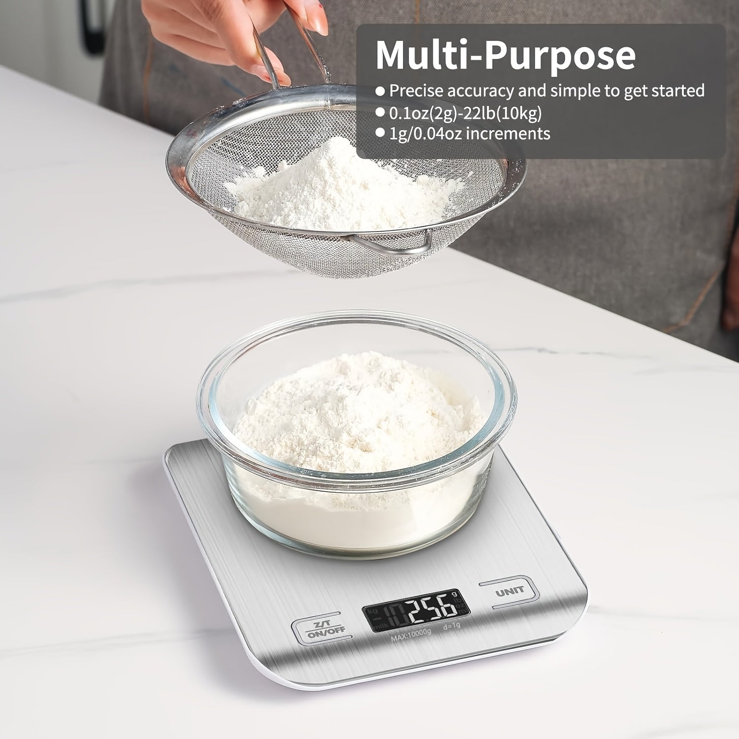 Digital Kitchen Scale 22lb/50kg with LCD Display, Lightweight Plastic, for Baking and Cooking