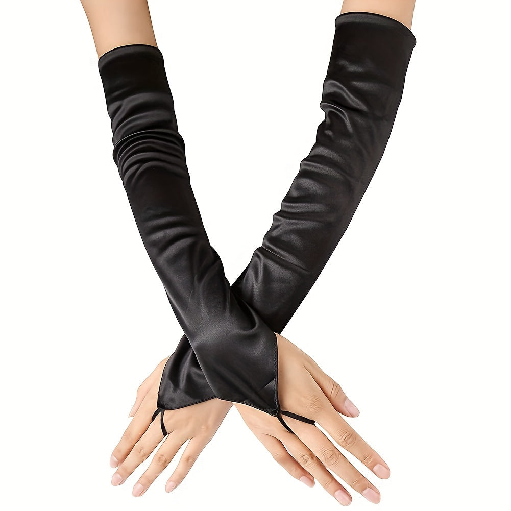 Women's Satin Opera Gloves Flapper Prom Vintage Accessories 1 Pair