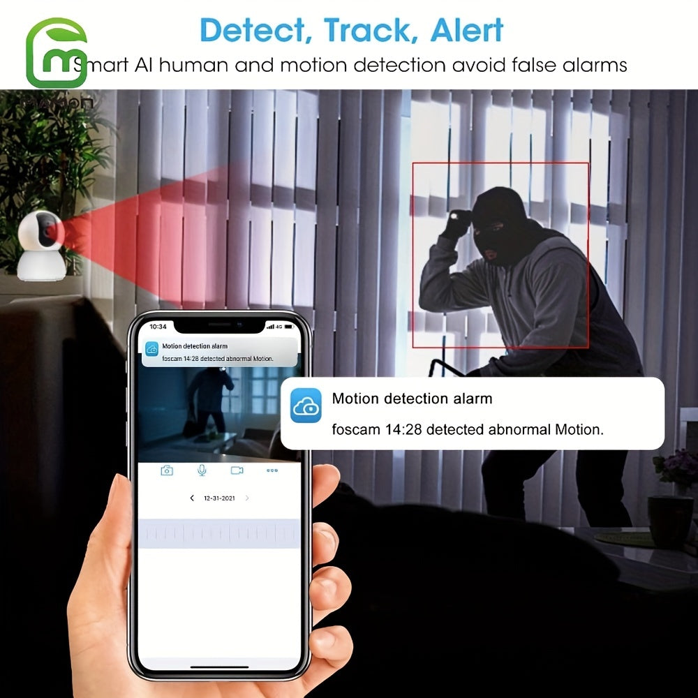 Indoor Security Camera 2K HD WiFi Pet Monitor with Pan Tilt Zoom Motion Alerts USB Storage