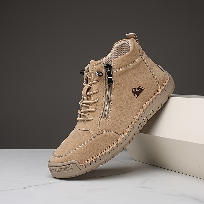 Women's Light Blue Casual Ankle Boots with Zipper and Non-Slip Sole