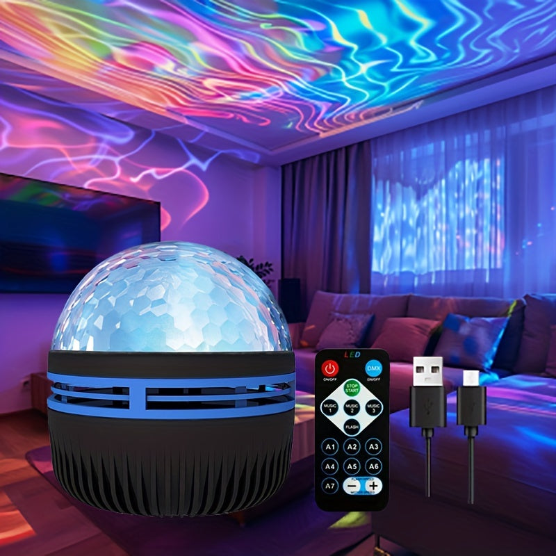 Night Light Projector with Ocean Waves Black USB Powered for Bedroom Home Theater