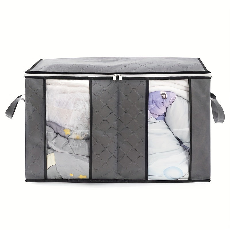 Keng mato kiyim saqlash sumkasi 90L, tutqich va shaffof oynali