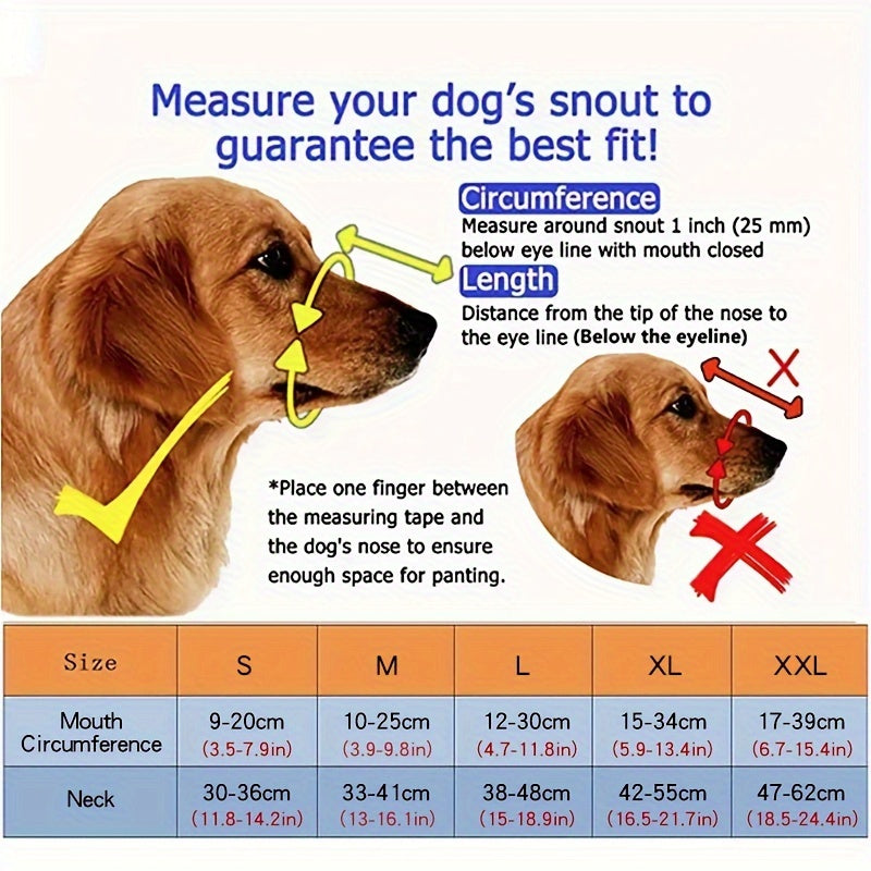 Adjustable Soft Padded Nylon Dog Muzzle Prevents Biting and Barking for All Sizes