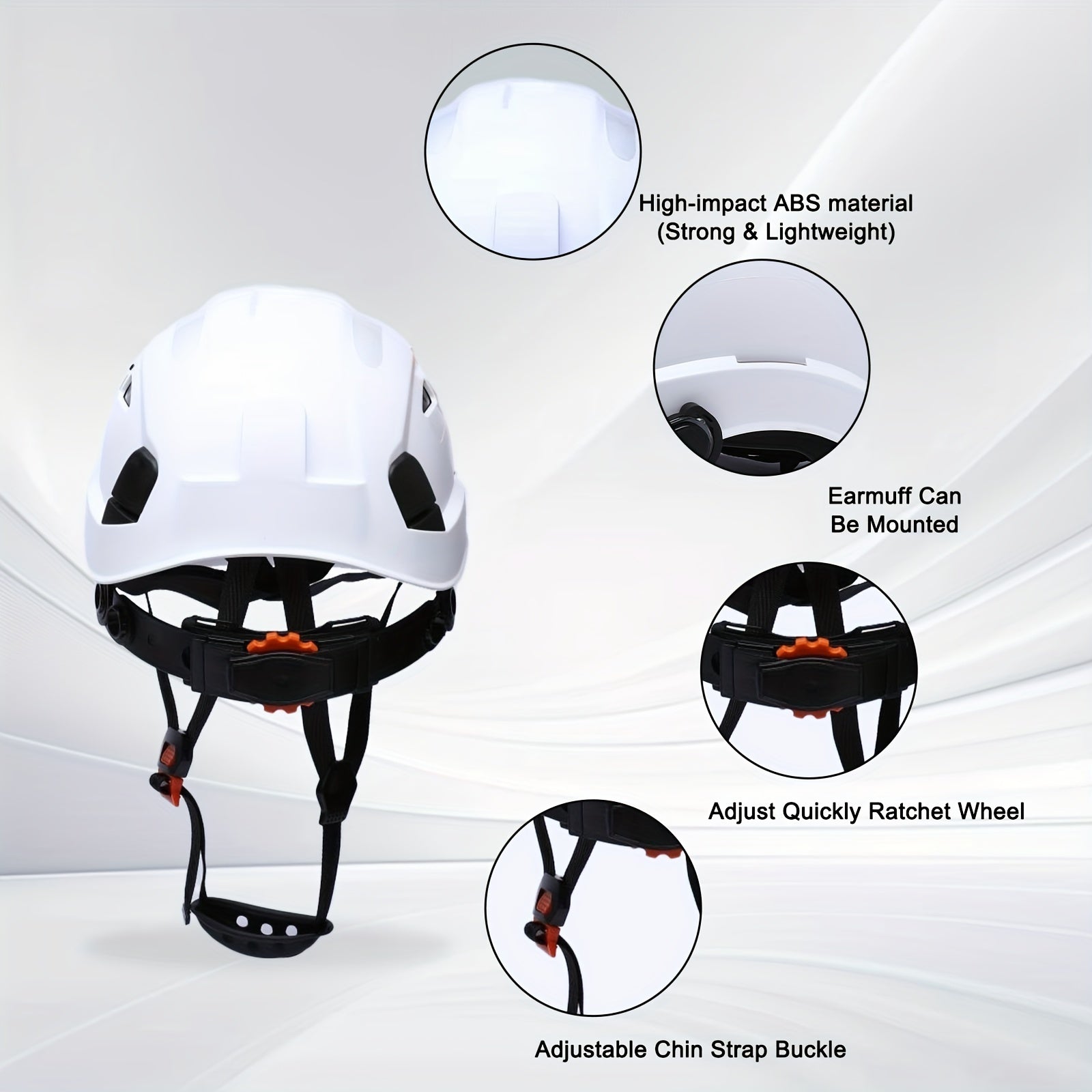Safety Helmet with Built-in Goggles ABS Hard Hat for Construction Cycling Climbing Adjustable Ventilated