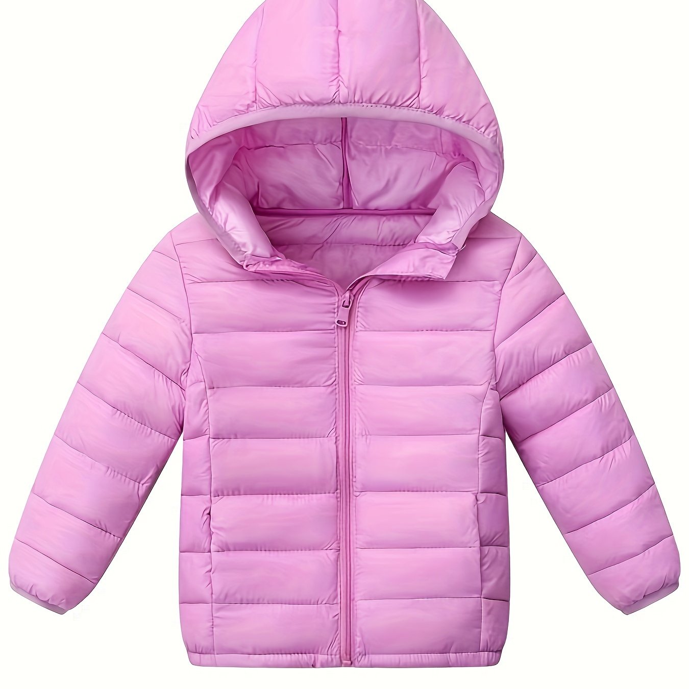 Детская легкая куртка с капюшоном для осени и зимы, однотонный цвет, полиэстер, повседневная, узкий крой