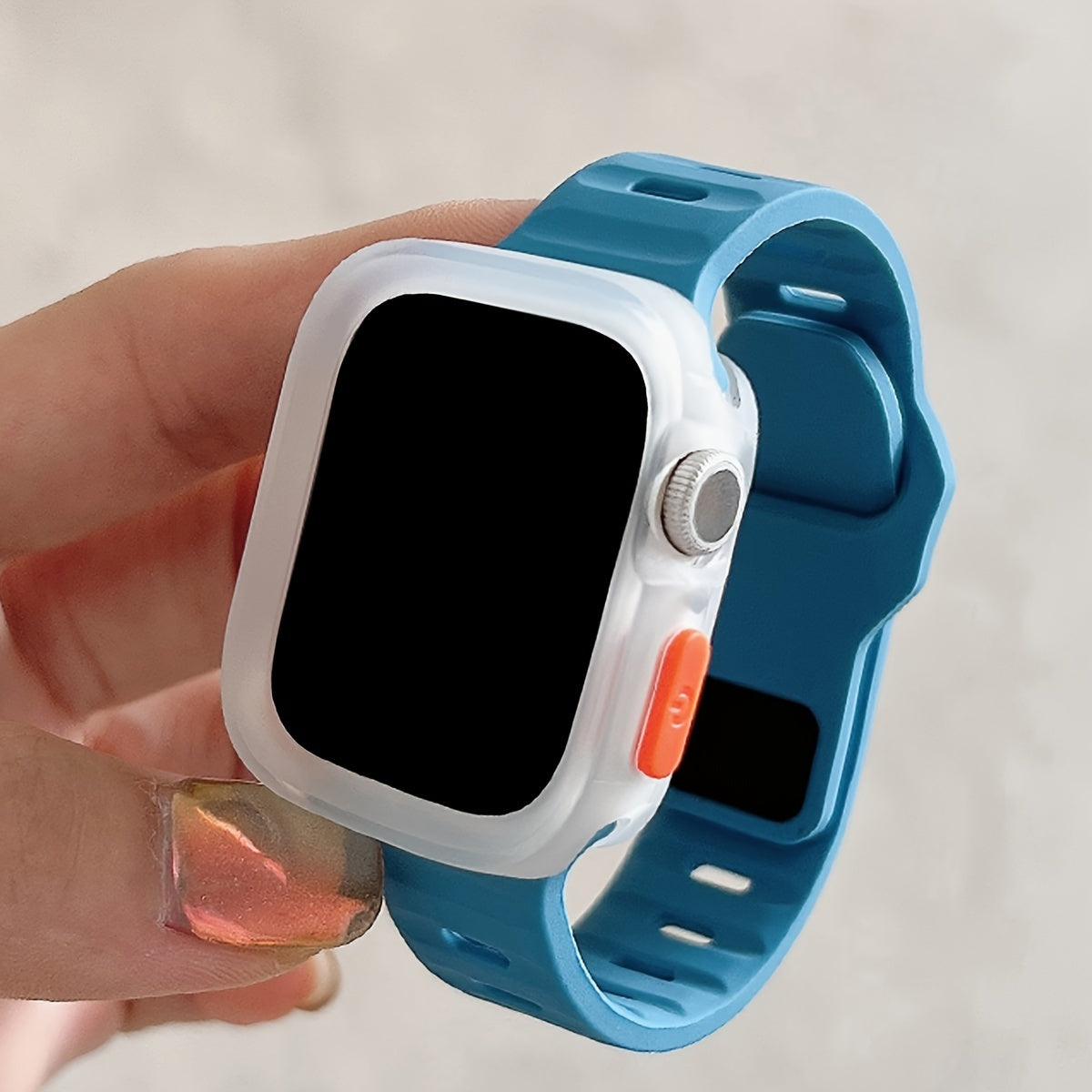 Two-Pack Silicone Smartwatch Case with Adjustable Anti-Fall Wrist Strap Compatible with Apple Watch Series 1-9 SE Ultra