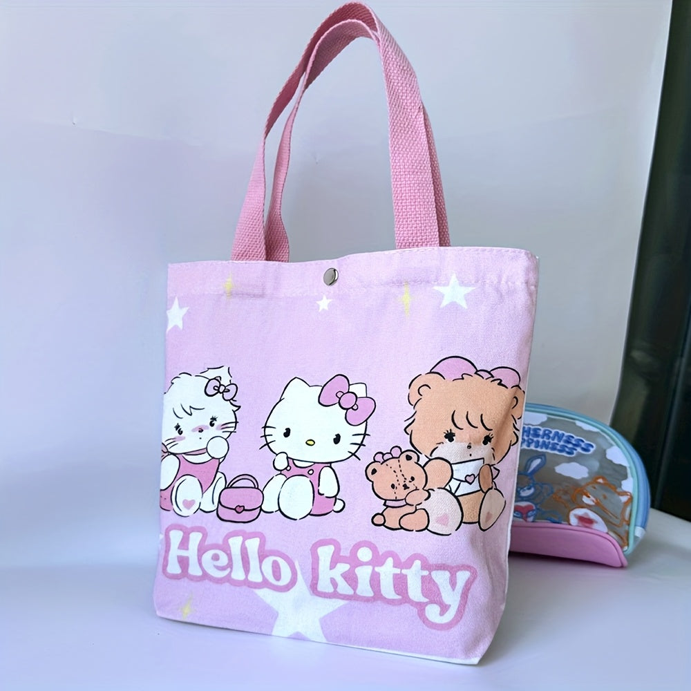 Hello Kitty Animal Print Canvas Travel Bag with Tassel and Buckle Closure