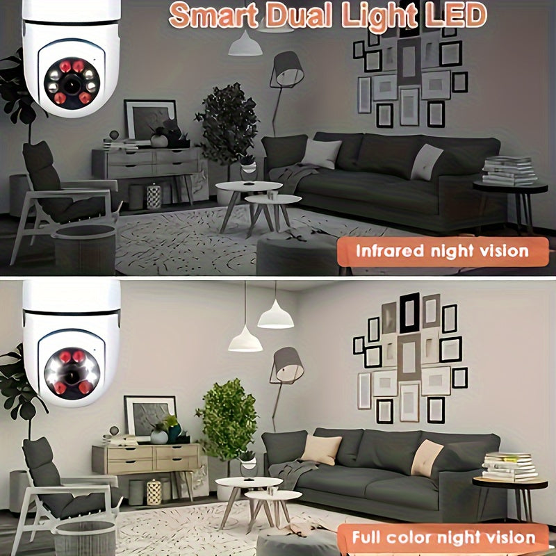 1080P HD WiFi Xavfsizlik Kamerasi 355° PTZ Harakatni Kuzatish Ikki tomonlama Audio Ob-havo sharoitiga chidamli E27 chiroq