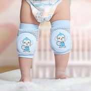 Baby Toddler Knee Protectors Set of 2 Cotton Crawling Knee Pads for 0+ and 3+ Blue Monkey Design