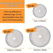 Filtro de repuesto de acero inoxidable 304 para prensa francesa, pieza duradera para cafetera