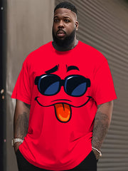 Men's Plus Size 3D Smile Face Print T-Shirt Casual Crew Neck Short Sleeve Polyester Blend