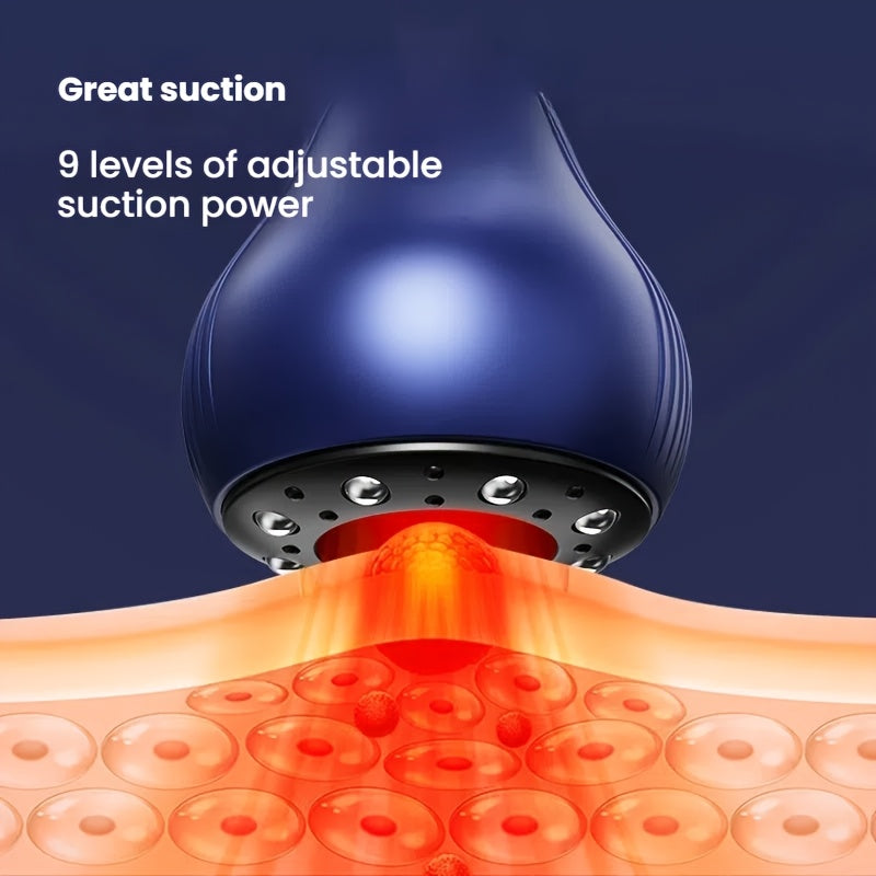 Wireless Massage Device with 9 Suction Levels, 22 Heads, Heating, Long Battery