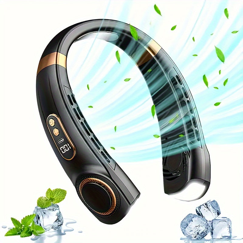 USB Rechargeable Wearable Mini Fan with LED Light, Portable Personal Cooling