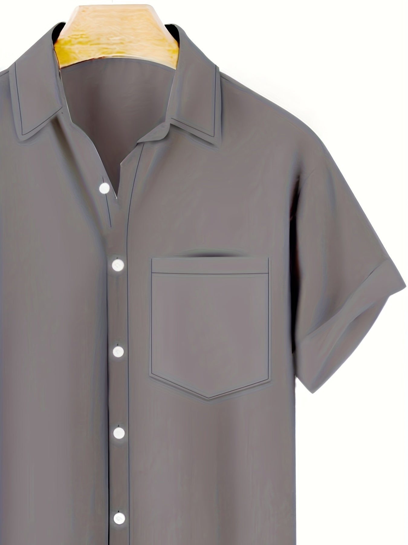 Camisa de tamaño grande para hombre en azul marino con cuello en V, ajuste ajustado, bolsillo en el pecho, con botones, tela no elástica para primavera y otoño