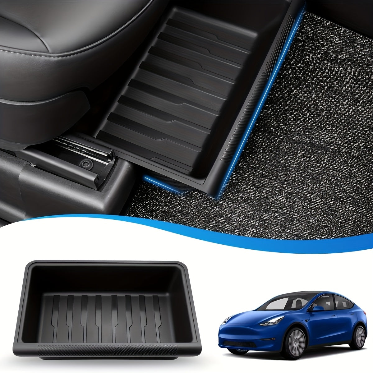 2-Pack Waterproof Rubber Under Seat Storage Organizer for Tesla Model Y