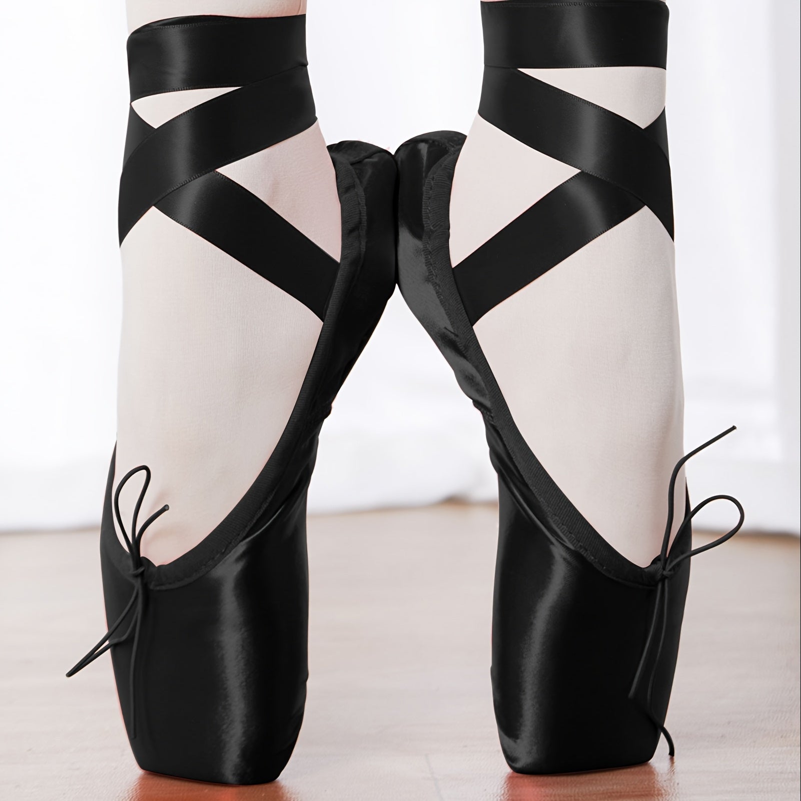Women's Satin Pointe Shoes with Ribbons Adjustable Backstrap Spring-Ready Ballet