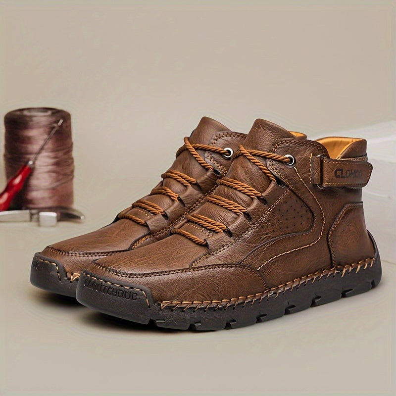 Men's Casual Ankle Boots Leather Rubber Sole Lace-Up All-Season Outdoor Streetwear