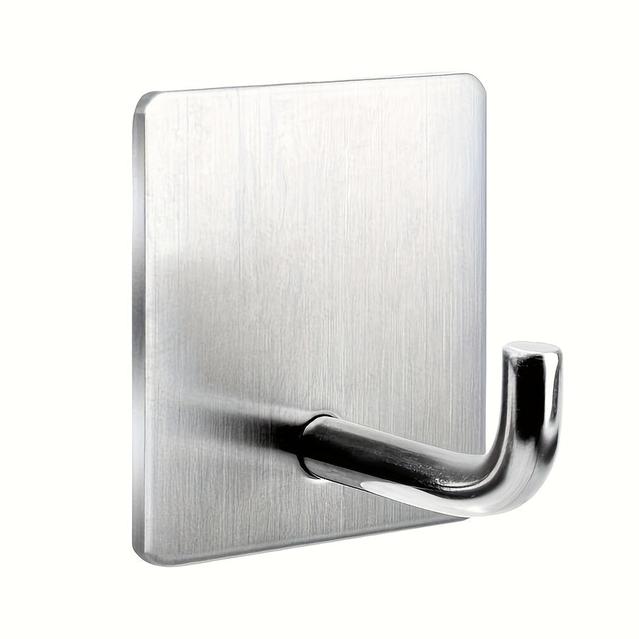 Stainless Steel Adhesive Wall Hooks No-Drill Bathroom Kitchen Door