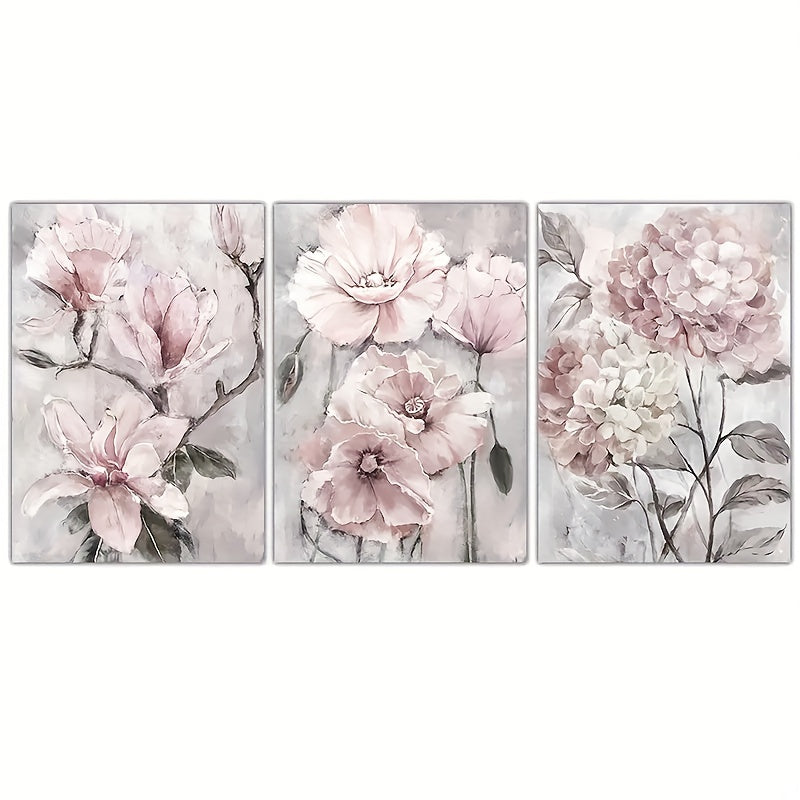 Set of 3 Canvas Flower Wall Art Posters for Living Room Home Decor