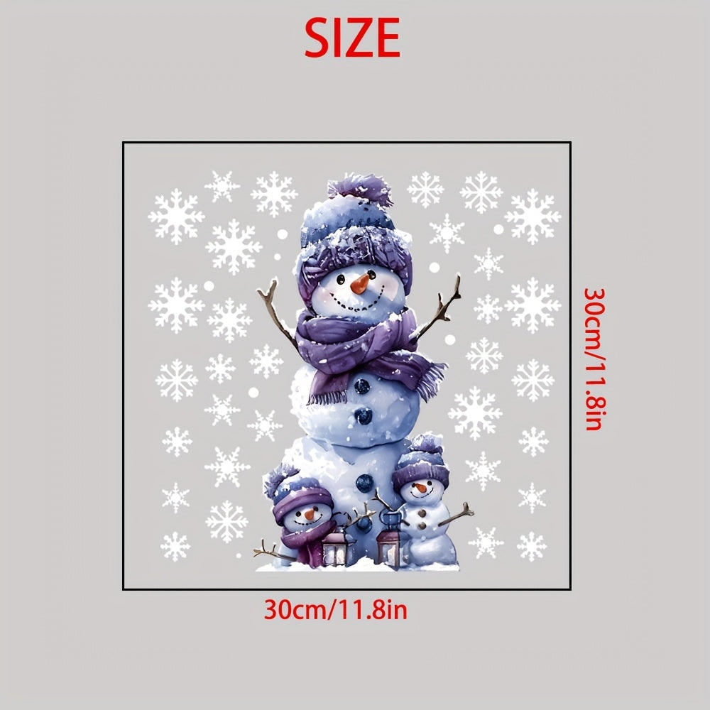Snowman Christmas Window Cling Double-Sided Reusable PVC Static Decal for Holiday Decor