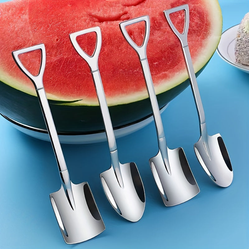 Set of 4 Stainless Steel Spoons Watermelon Dessert Ice Cream Scoops Durable Portable
