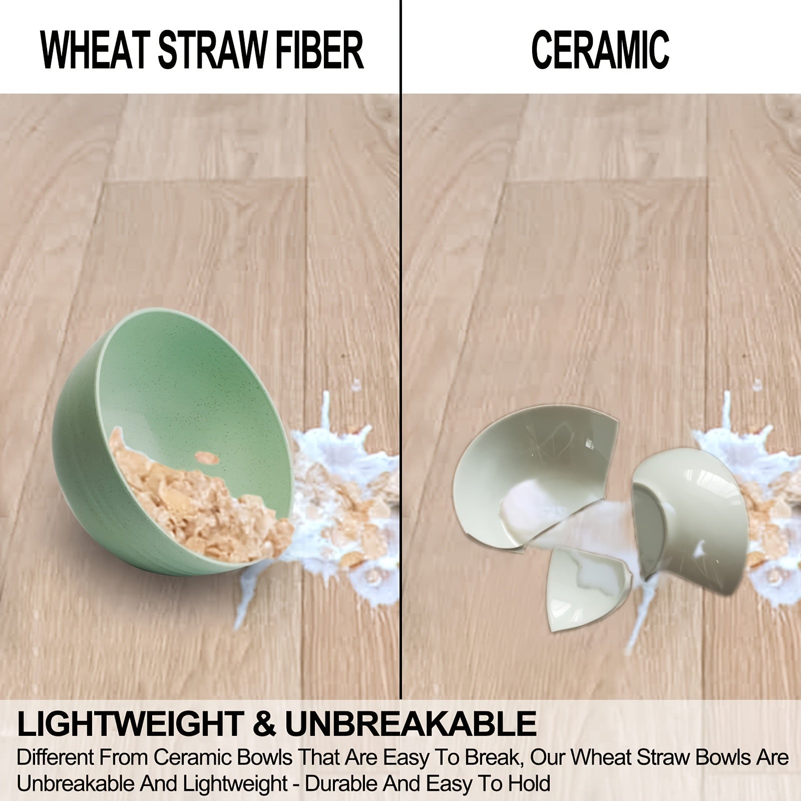 5-Piece Wheat Straw Bowl Set Unbreakable Microwave Safe Dishwasher Safe 16oz Pastel Textured