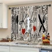 Farmhouse Style Curtain Set Rustic Kitchen Curtains with Rod Pockets 3-Piece