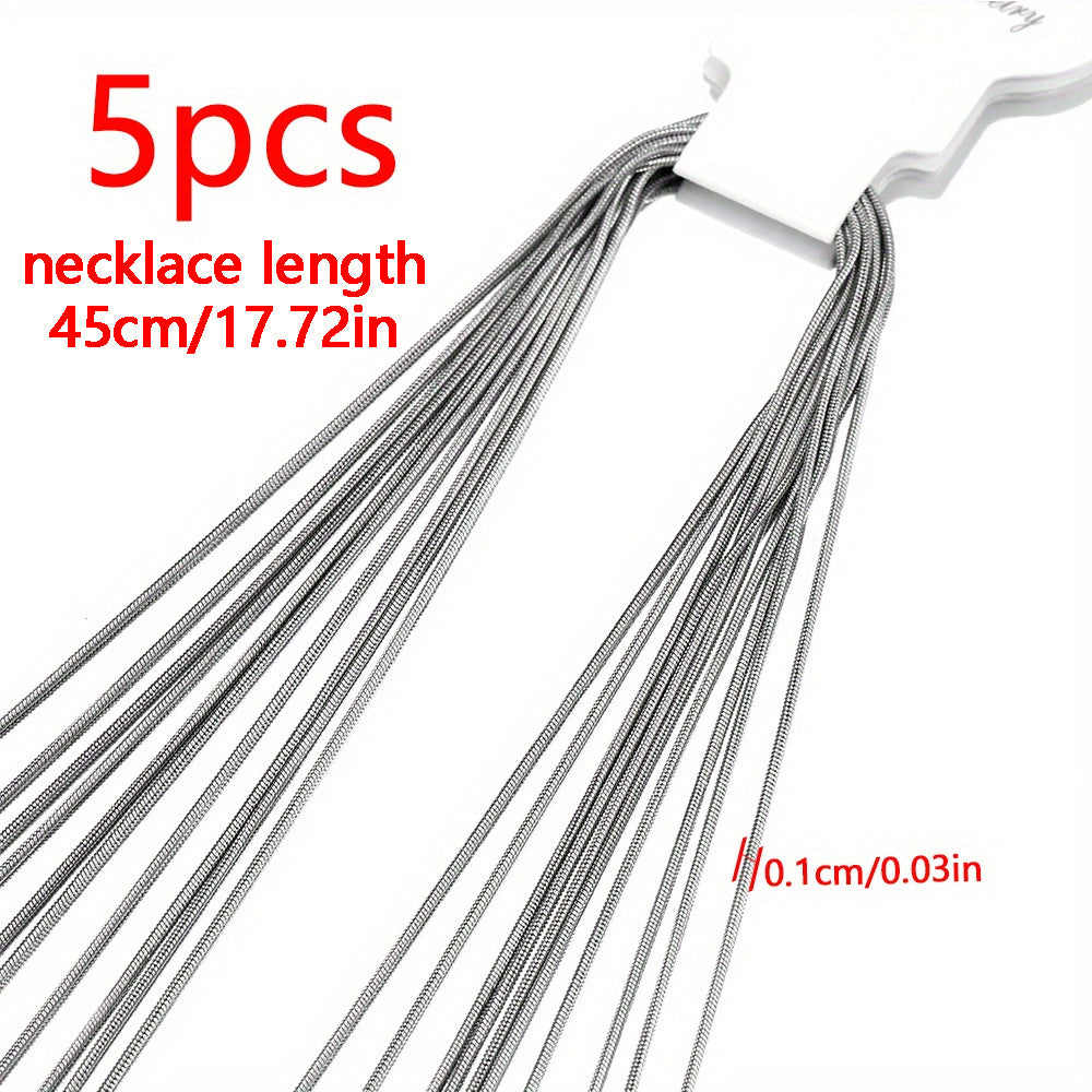 Stainless Steel Snake Chain Necklaces for Men and Women, 5 Pieces