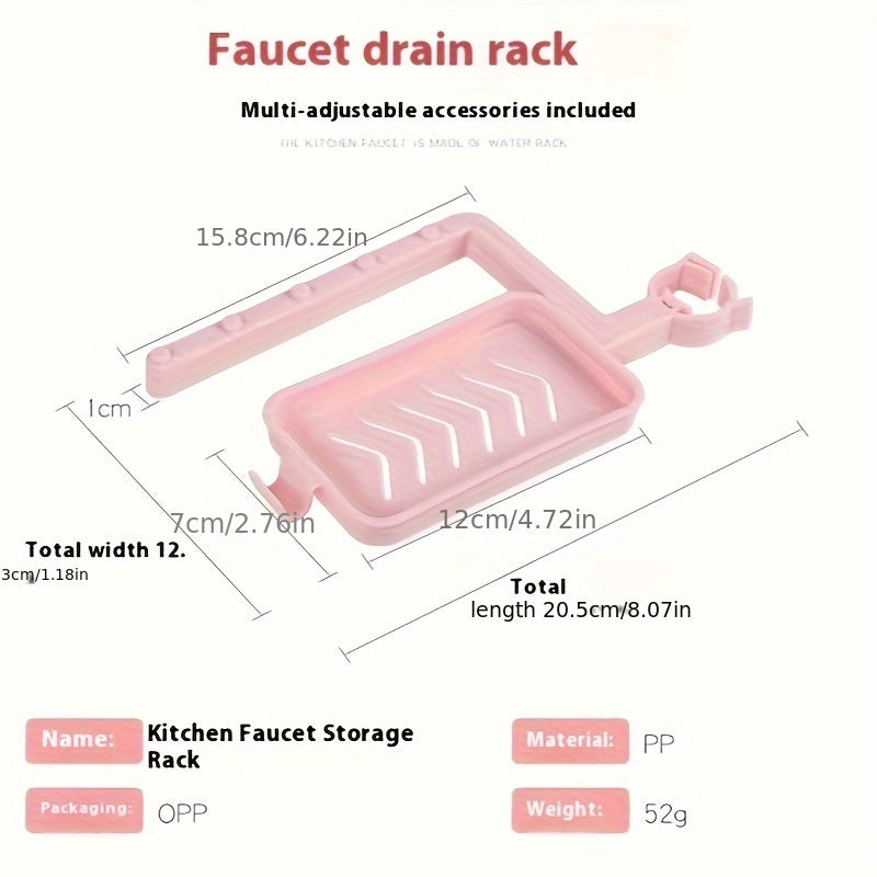 Durable Plastic Kitchen Organizer with Adjustable Drain Rack for Sponges and Cloths