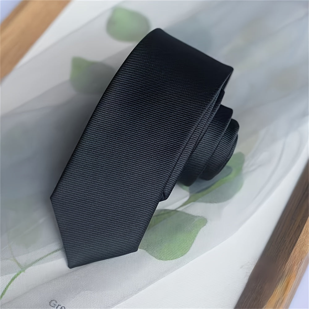Men's Narrow Silk Tie 6cm Single-Color 1200 Stitches for Formal Occasions
