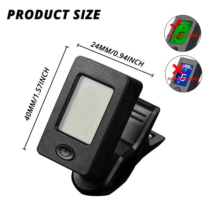 Clip-On Guitar Tuner with Easy-Read Display Accurate 3GHz Range ABS Material Green Indicator
