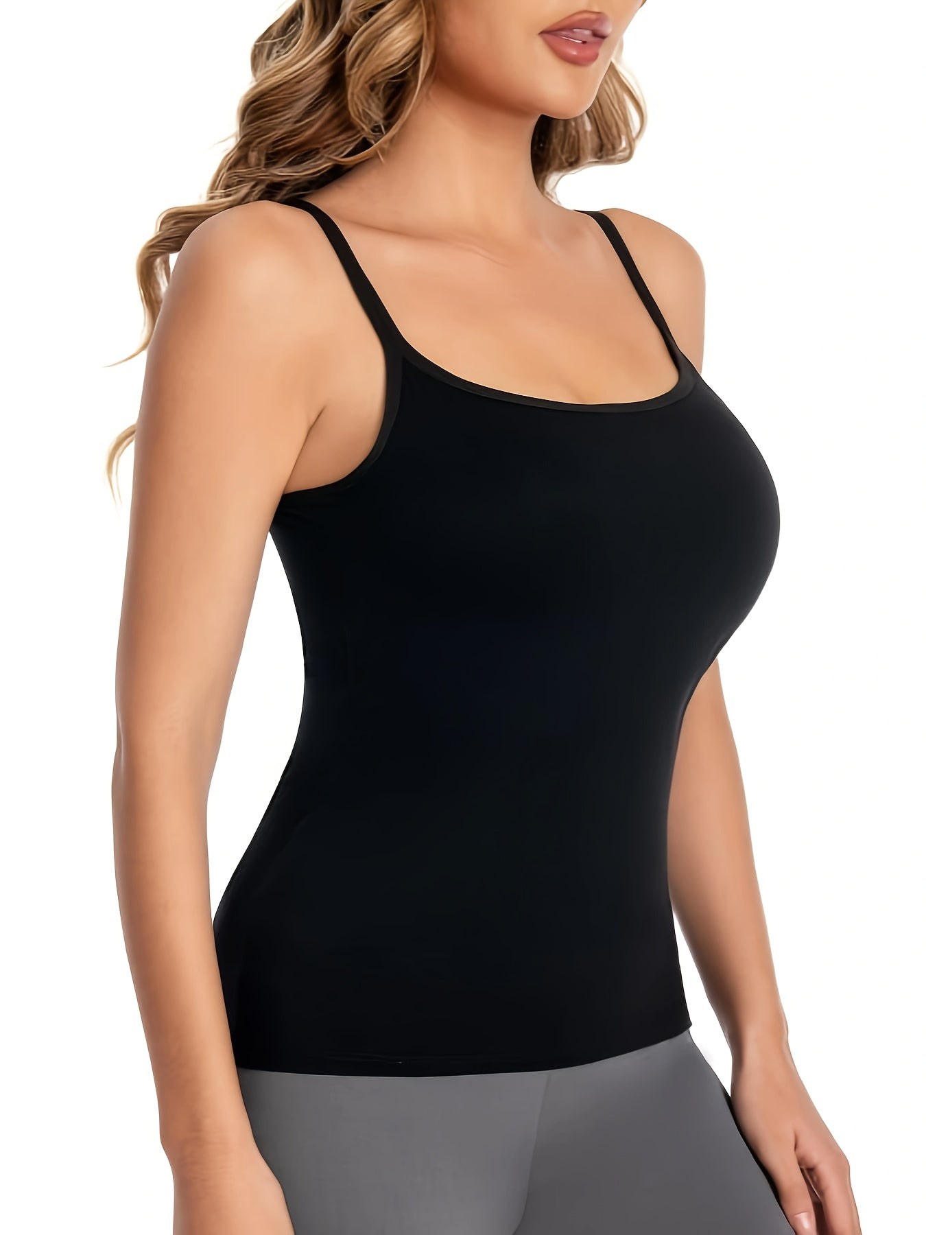 Women's Seamless Cami Tops with Built-In Bras, Soft and Stretchy, Pack of 5