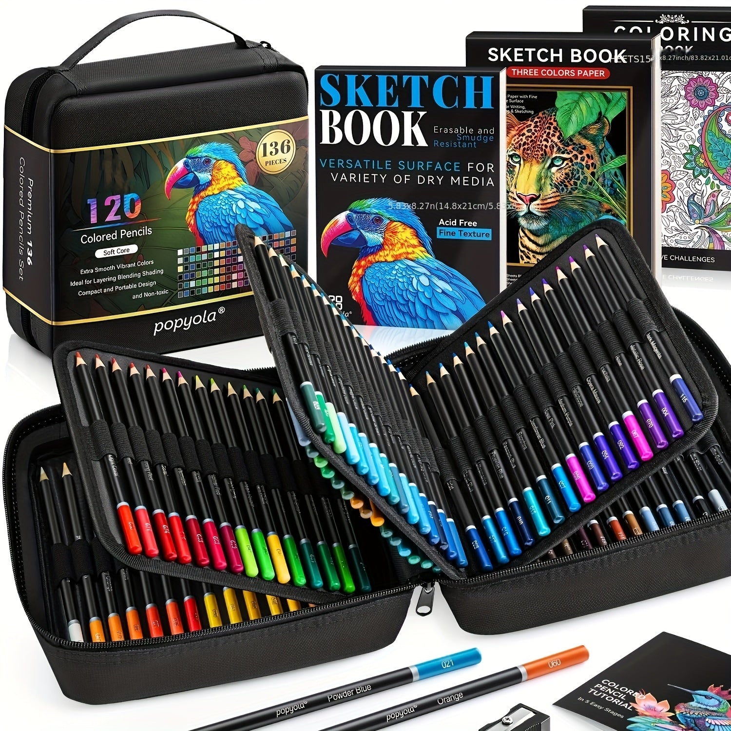 120 Pack Colored Pencils Set for Adult Coloring Books Soft Core Wood Art Supplies