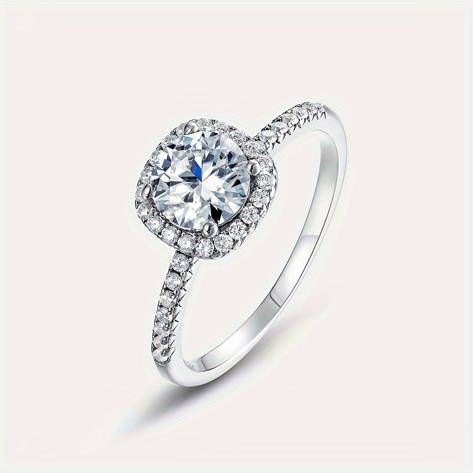 Кольцо из стерлингового серебра с Moissanite 6,5 мм 0,98 карата элегантное украшение для повседневной носки