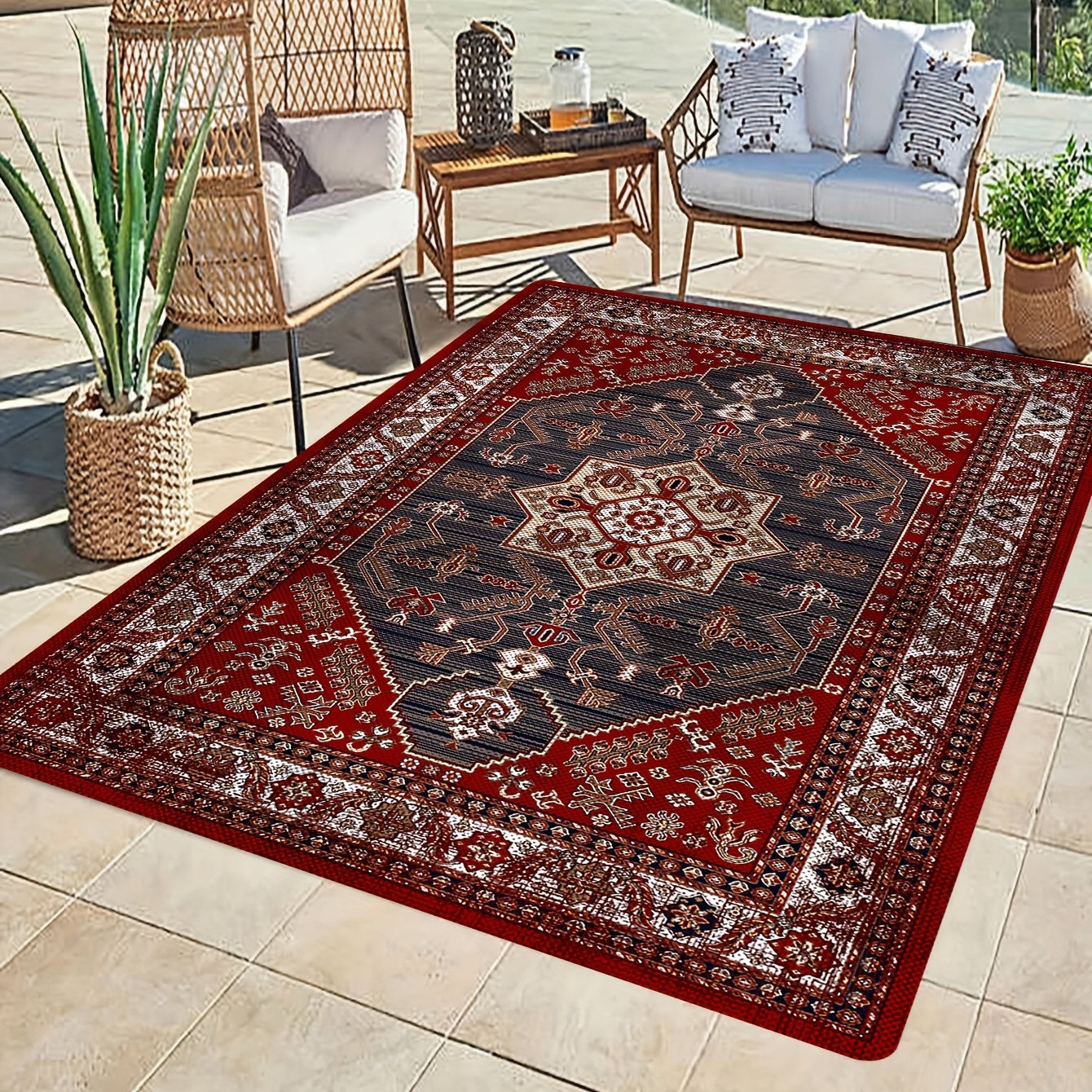 Alfombra de área vintage boho shaggy antideslizante resistente a manchas impermeable gruesa para sala de estar y dormitorio