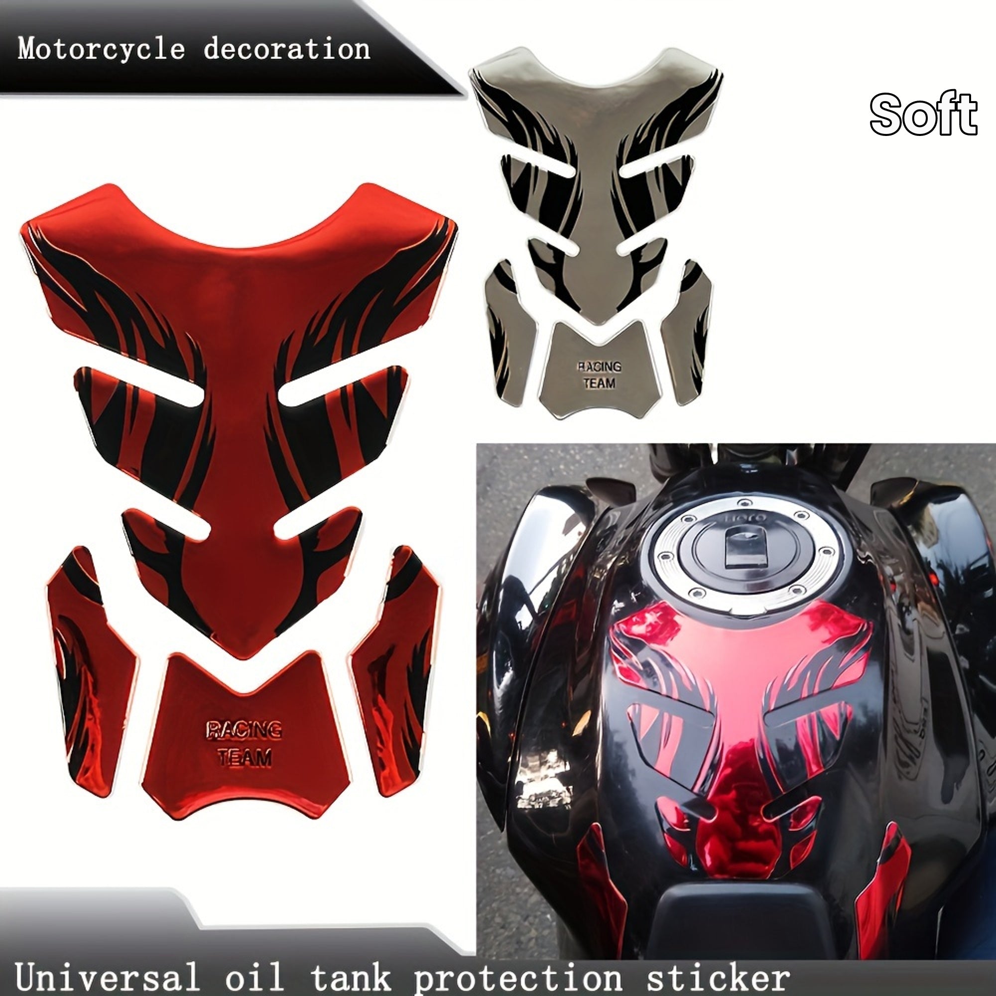 Motorcycle Soft Rubber Fuel Tank Protector Decal for Gas Oil Gasoline