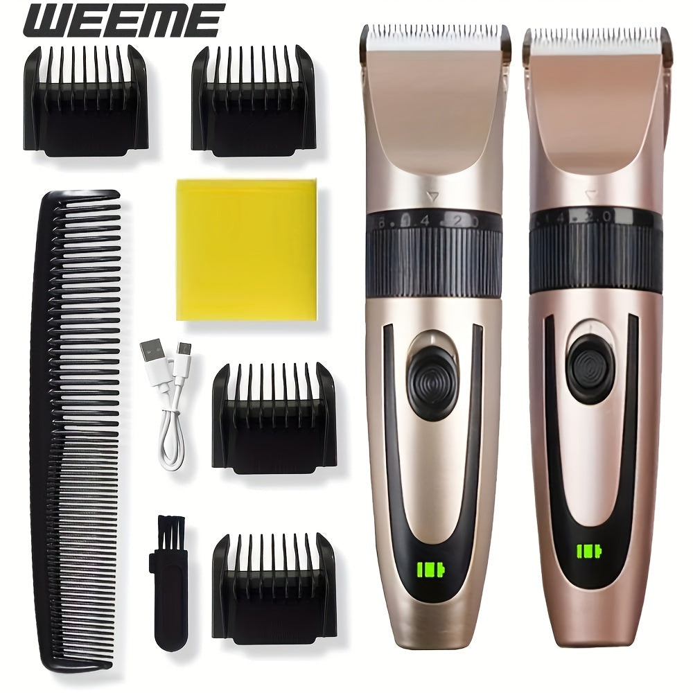 Rechargeable Men’s Hair Clipper with Guide Comb and Beard Trimmer